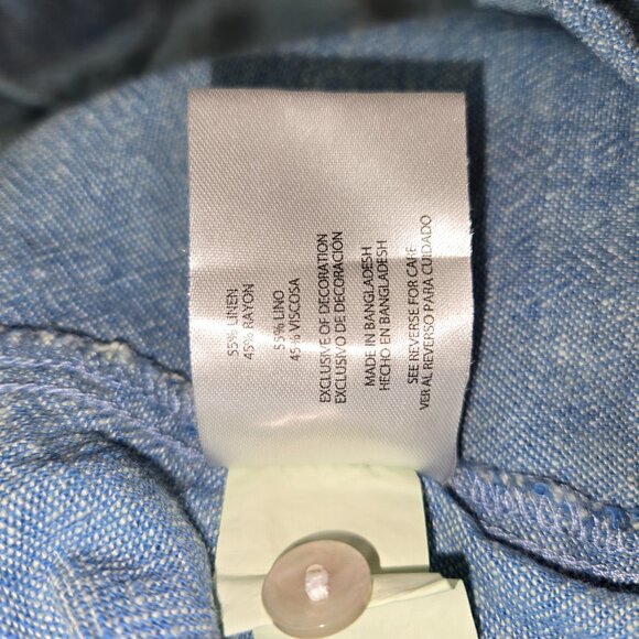 ORVIS Shirt Women’s Button Up Blouse Top Long Sleeve Linen Blend Blue XL - Picture 6 of 12